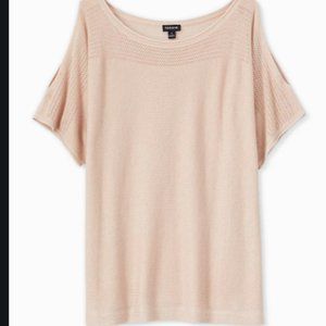 NWT Torrid Pink Shimmer Pointelle Cold Shoulder Top